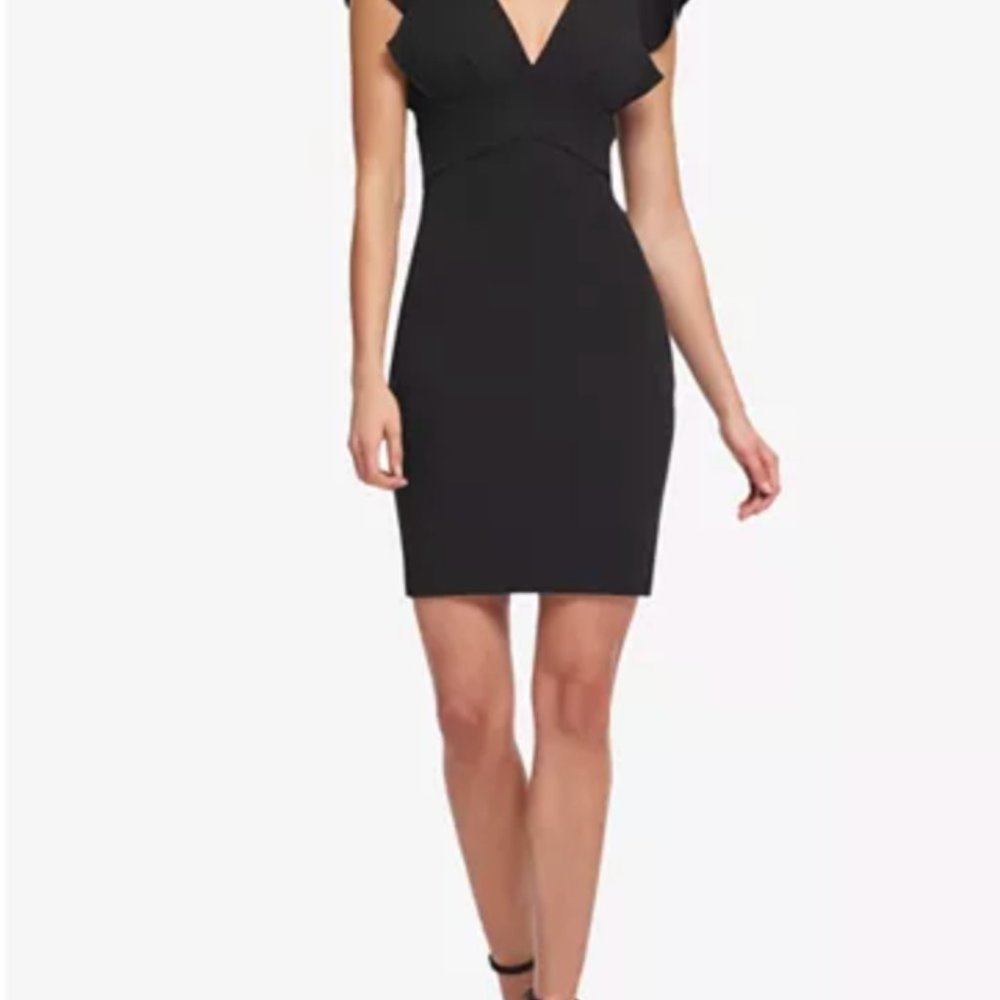 Black DKNY Cap-Sleeve Dress